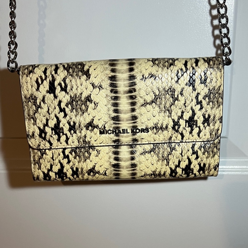 Michael Kors Python Pattern Crossbody Bag - Black… - image 1